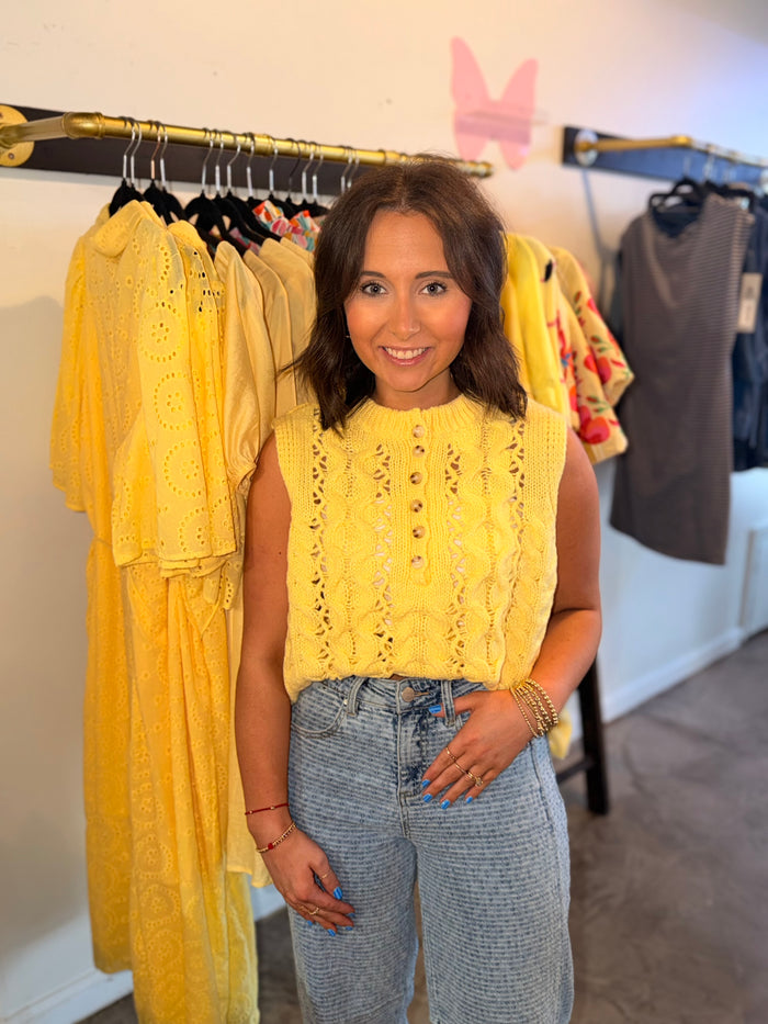 Lemon Rouched Cable Knit