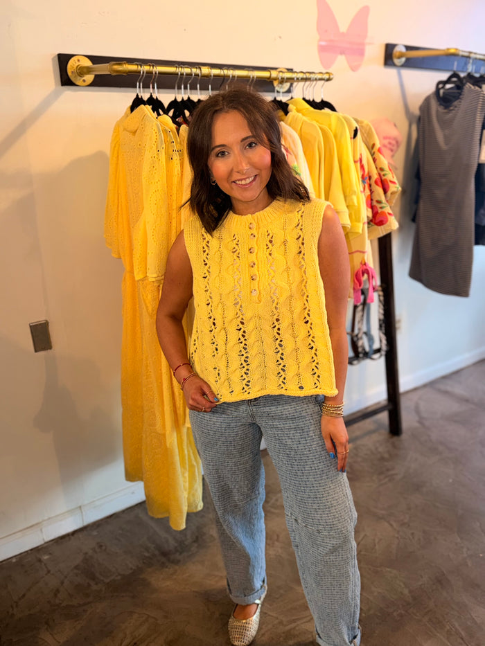 Lemon Rouched Cable Knit
