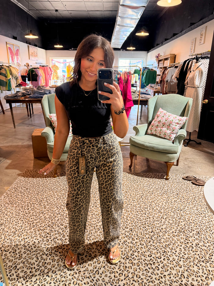 Leopard Slouchy Barrel Jean