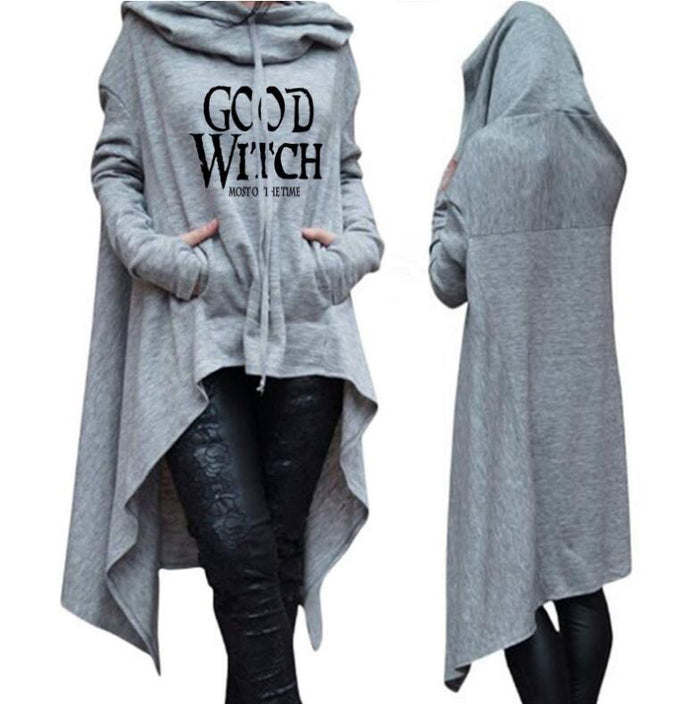 Letter Letters Print Hoodies For Women Long Irregular Sweatshirts Hoodies - Livefree