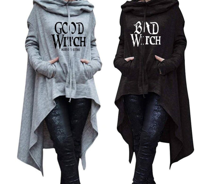 Letter Letters Print Hoodies For Women Long Irregular Sweatshirts Hoodies - Livefree