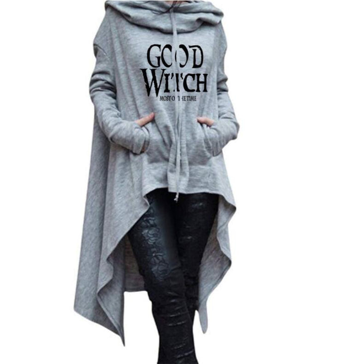 Letter Letters Print Hoodies For Women Long Irregular Sweatshirts Hoodies - Livefree
