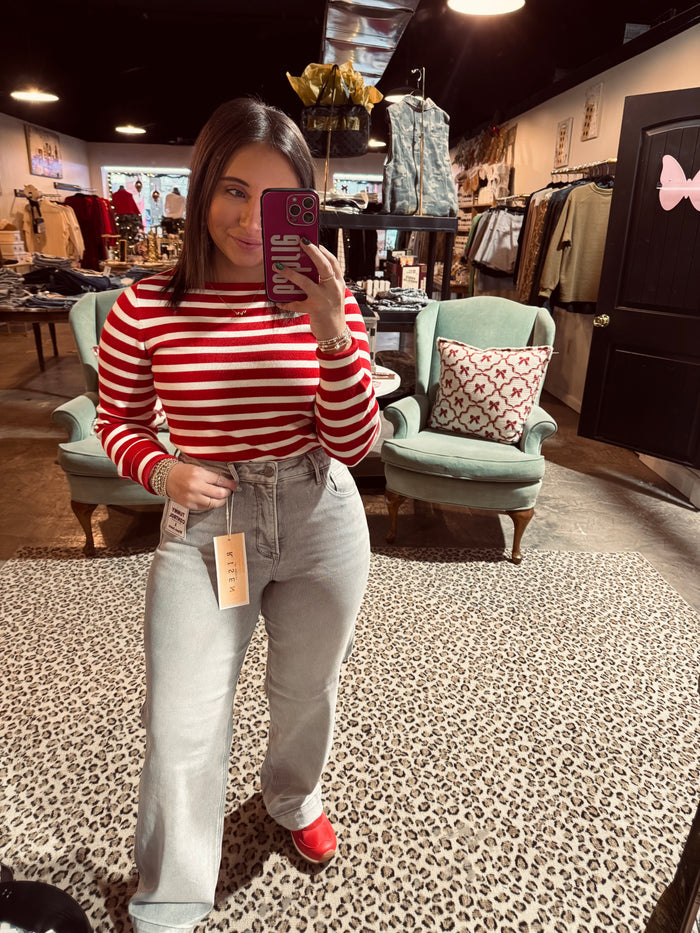 Light Grey High Rise Risen Jean