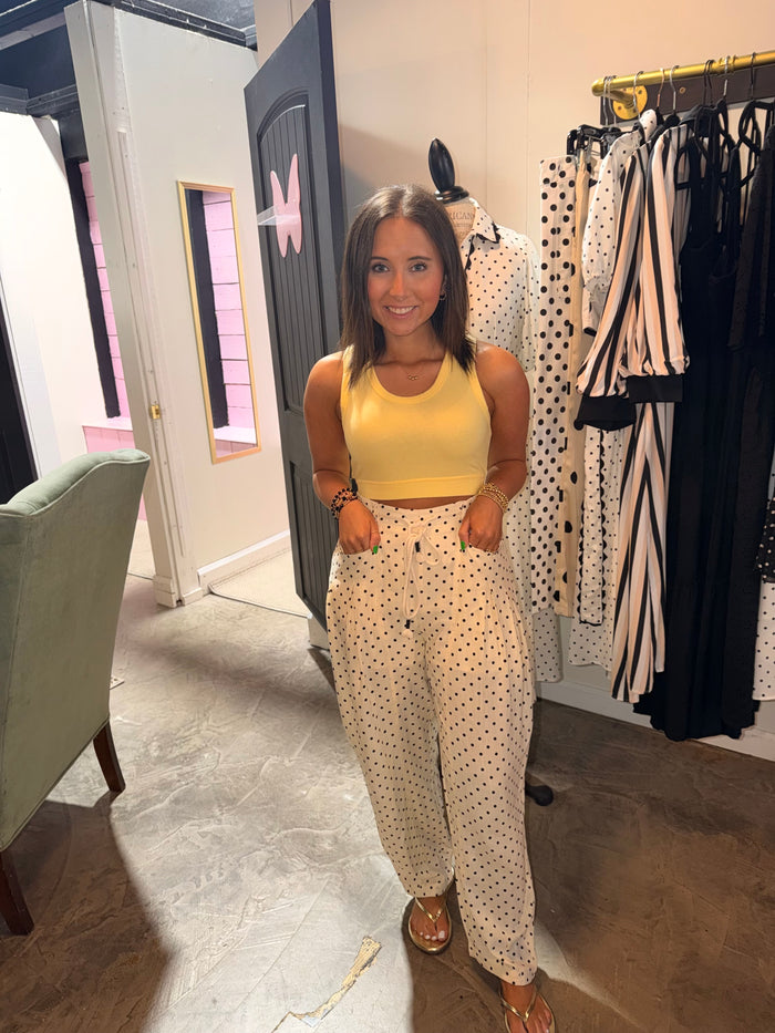 Linen Barrel Polka Dot Pant