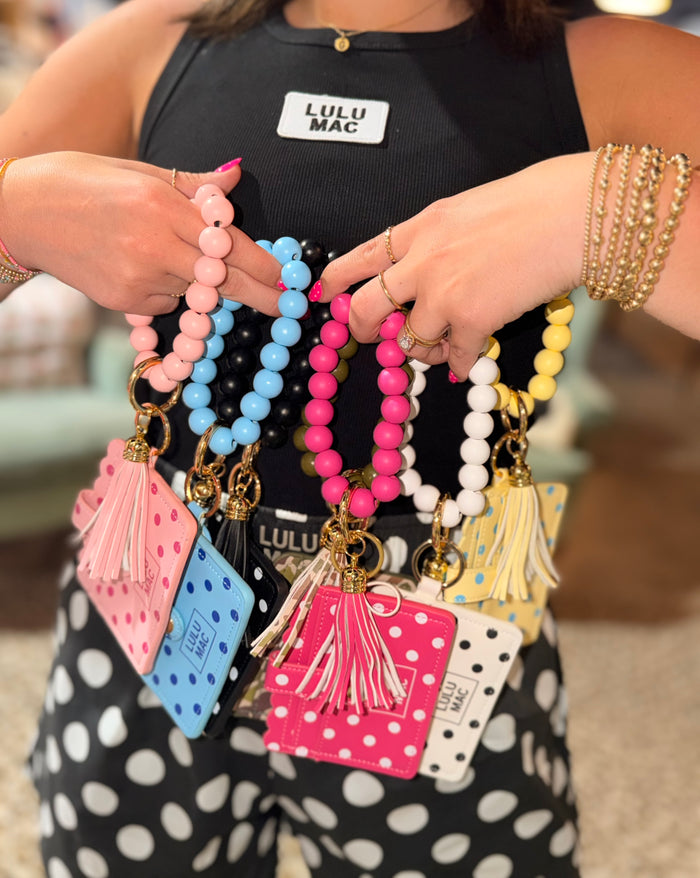 Lulu Mac Polka Dot Beaded Wristlets