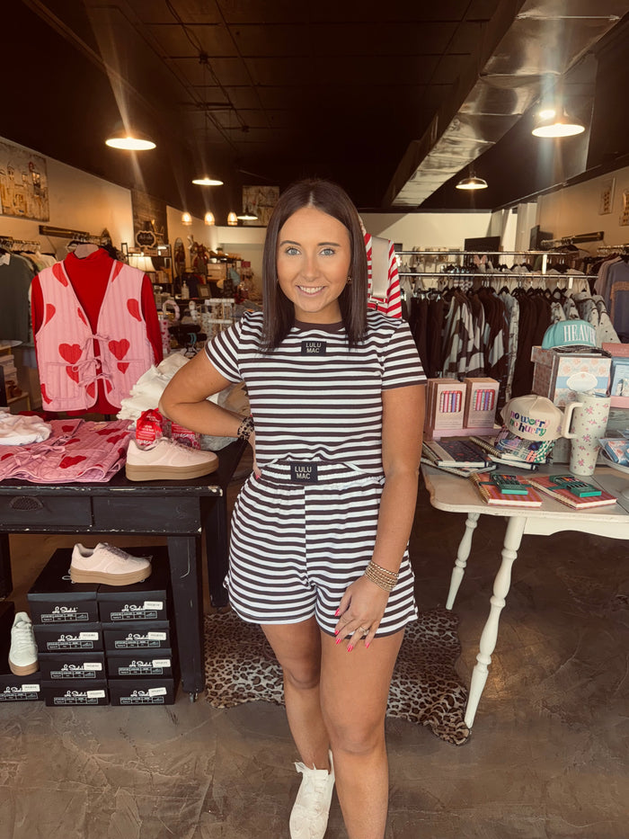 Lulu Mac Stripe Brown Baby Tee