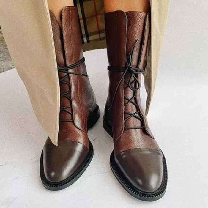 Martin Female Knee-high Black Motorcycle Handsome Chunky Heel - Livefree
