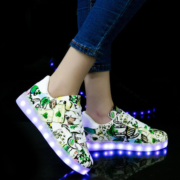 Men and women light shoes couple fluorescent shoes - Livefree