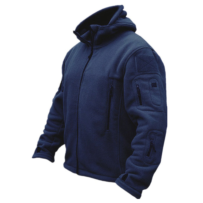 Men's Outdoor Warm Bladder Fleece Jacket Fleece Fleece Cold Proof Vest Hood Solid Color Hoodie - Livefree