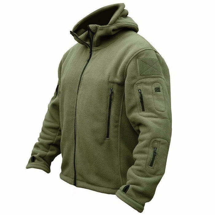 Men's Outdoor Warm Bladder Fleece Jacket Fleece Fleece Cold Proof Vest Hood Solid Color Hoodie - Livefree