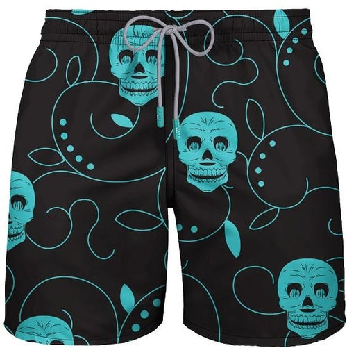 MID-LENGHT SWIM SHOR "DA SCULL" BLACK - shop.livefree.co.uk