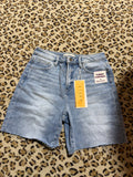Mid Length Raw Hem Shorts