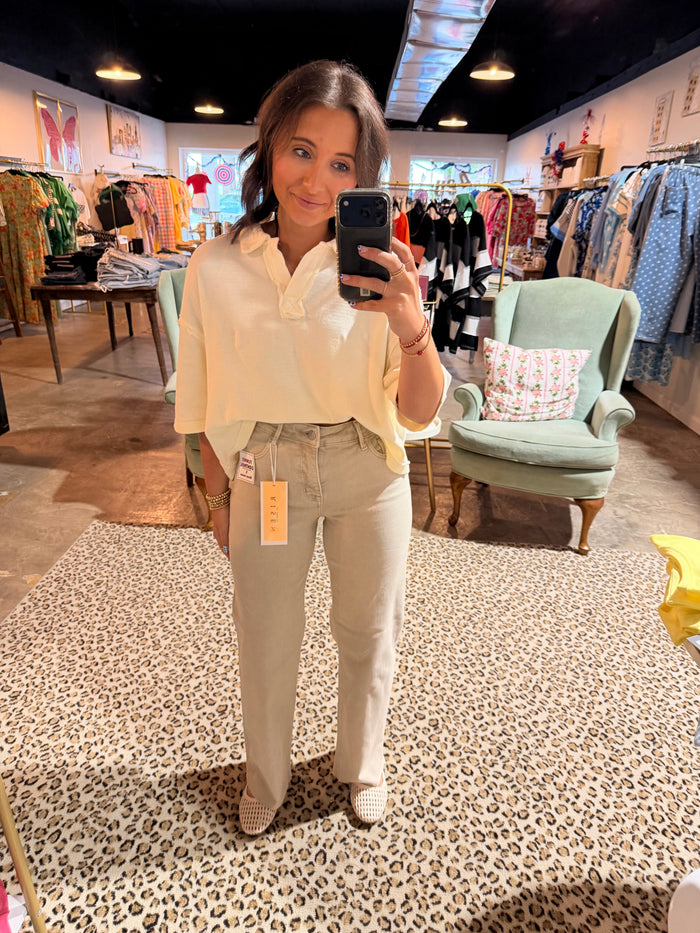 Mid Rise Almond Straight Jean
