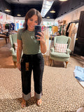 Mid Rise Black Cuffed Jean