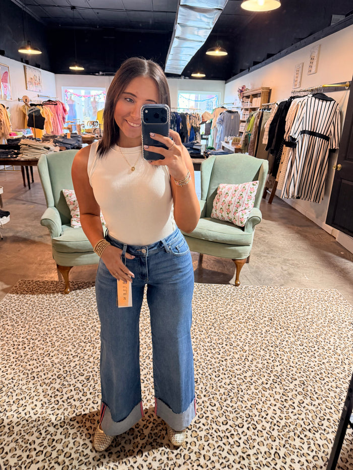 Mid Rise Wide Cuff Jean