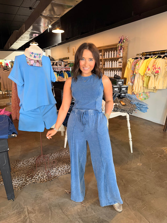 Mineral Washed Sleeveless Set