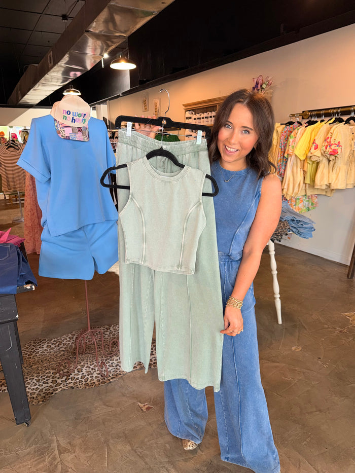 Mineral Washed Sleeveless Set