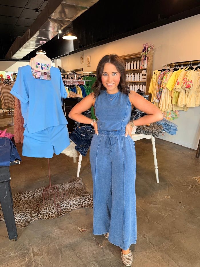 Mineral Washed Sleeveless Set