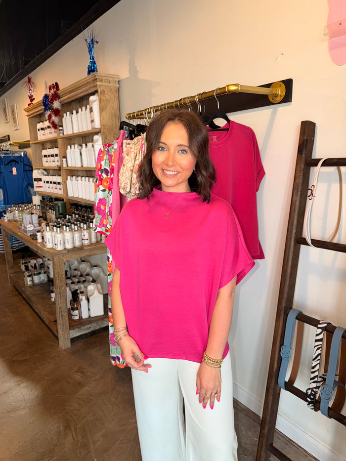 Mock Neck Batwing Top