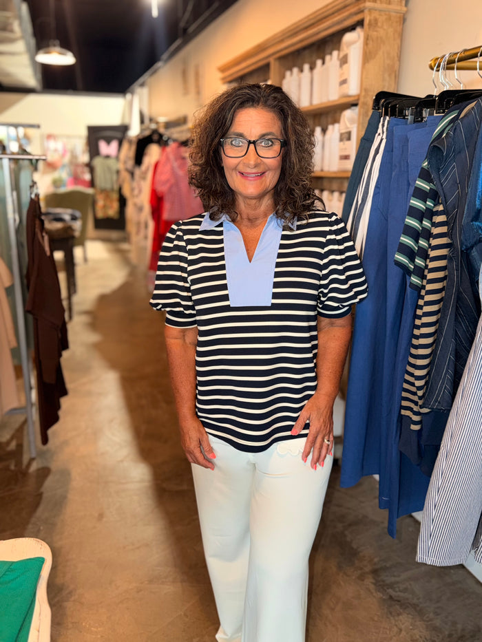 Navy Standard Stripe Blouse