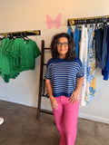 Navy Stripe Knit Top