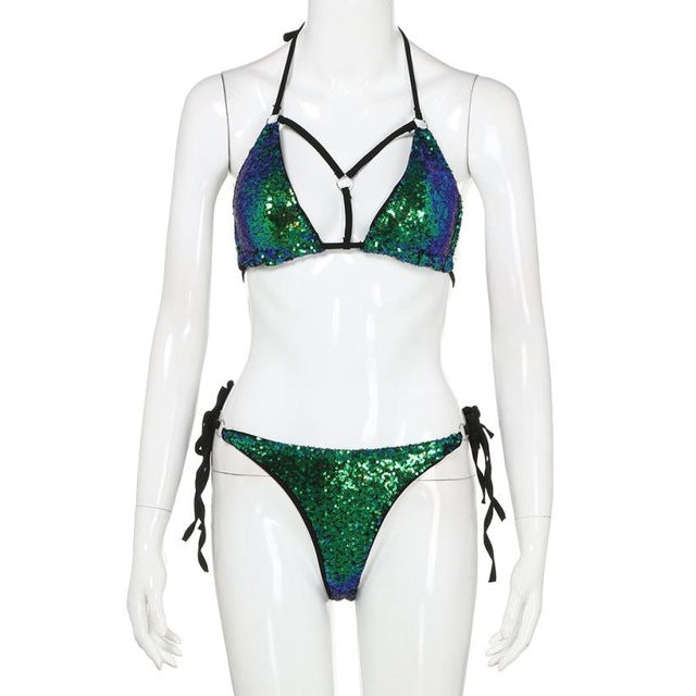New Arrival Women Sequin Bra Bikini Set Push Up - shop.livefree.co.uk