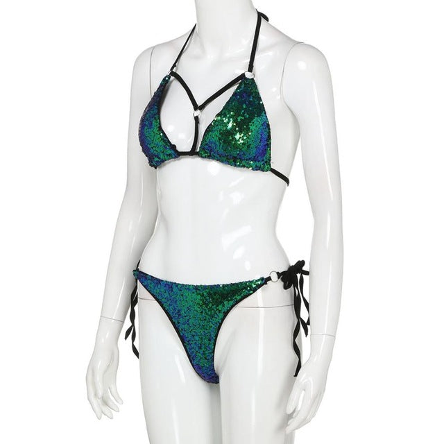 New Arrival Women Sequin Bra Bikini Set Push Up - shop.livefree.co.uk