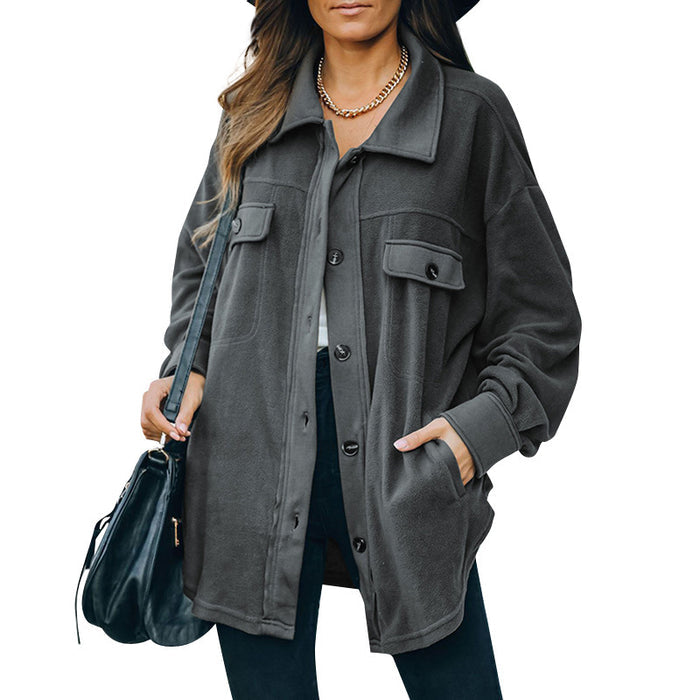 New Lapel Fleece-breasted Cardigan Jacket Shirt - Livefree