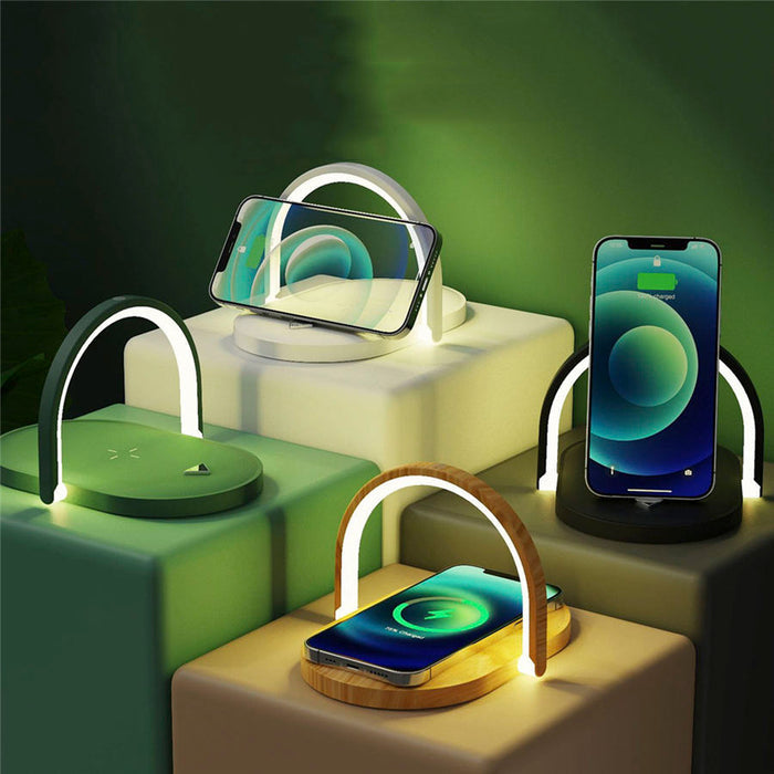 Night Light Wireless Charger 15W Fast Charge with Mobile Phone Stand Desk Lamp Power Bank - Livefree