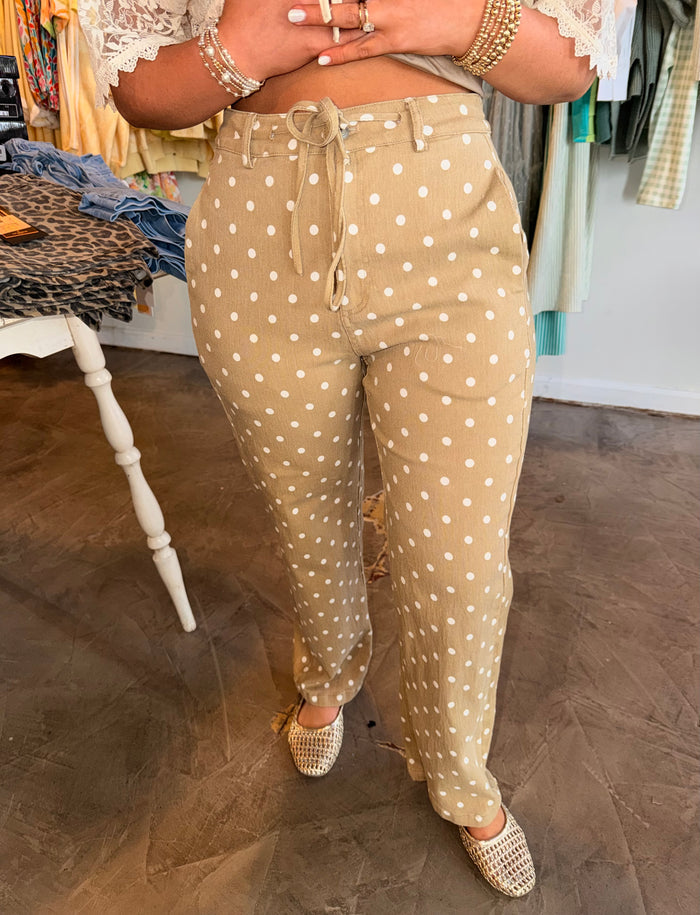 Oatmeal Polka Dot String Pant
