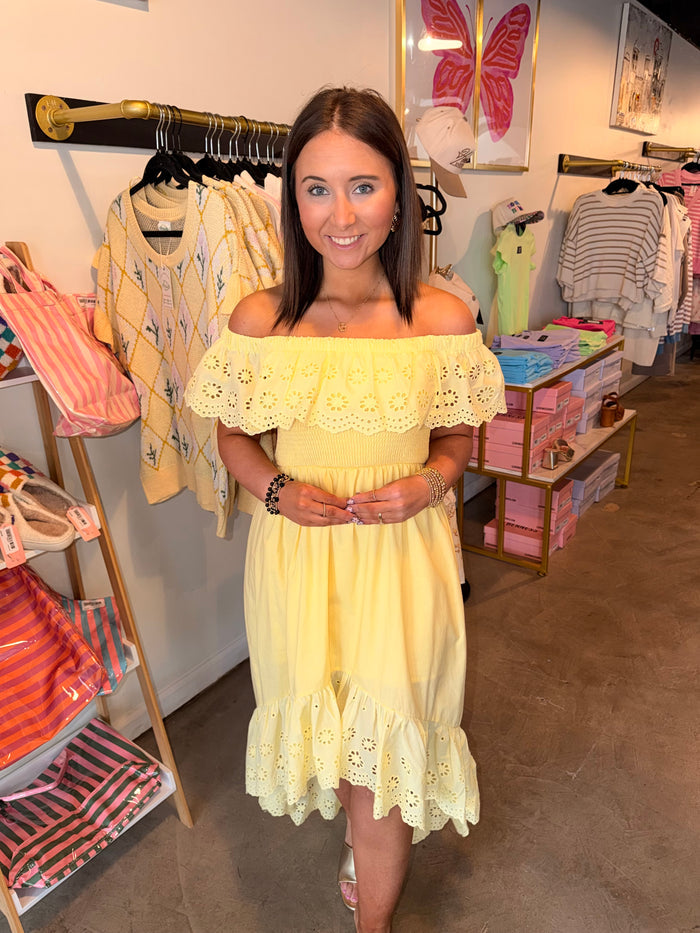Off Shoulder Smocked Dress