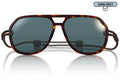 Ombraz Classic armless sunglasses, tortoise frame with grey lenses – front studio view