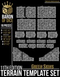 Orc Scrapyard Template Set | 11e Terrain Template Set | Shipping Excluded