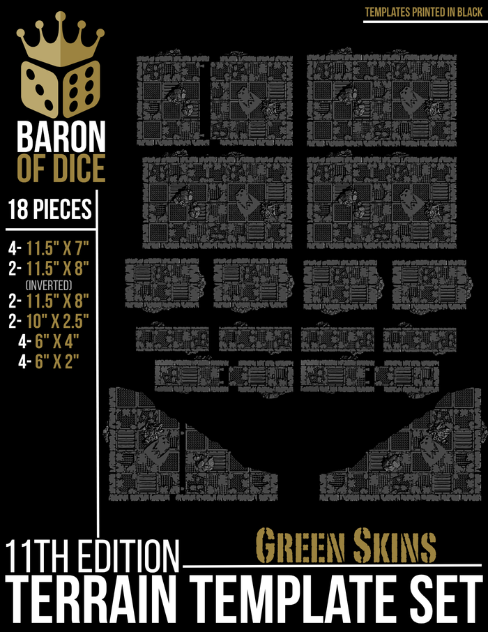 Orc Scrapyard Template Set | 11e Terrain Template Set | Shipping Excluded