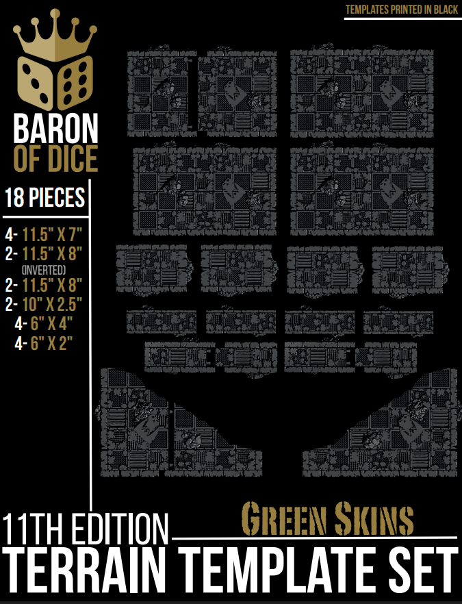 Orc Scrapyard Template Set | 11e Terrain Template Set | Shipping Excluded