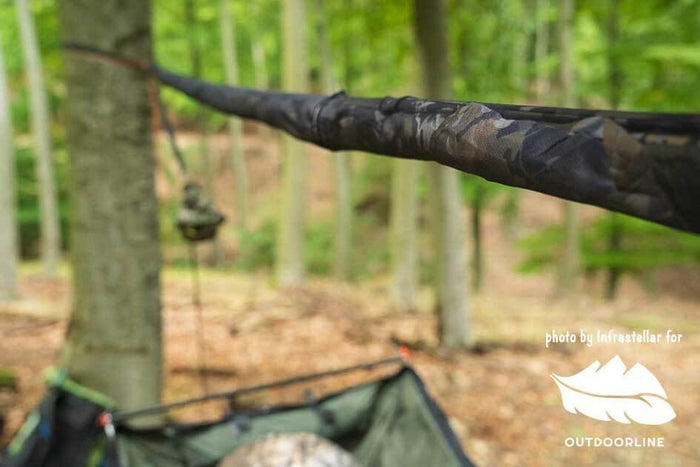 Outdoorline Hammock Tarp Sleeves – tarp stowed in the sleeve on the ridgeline
