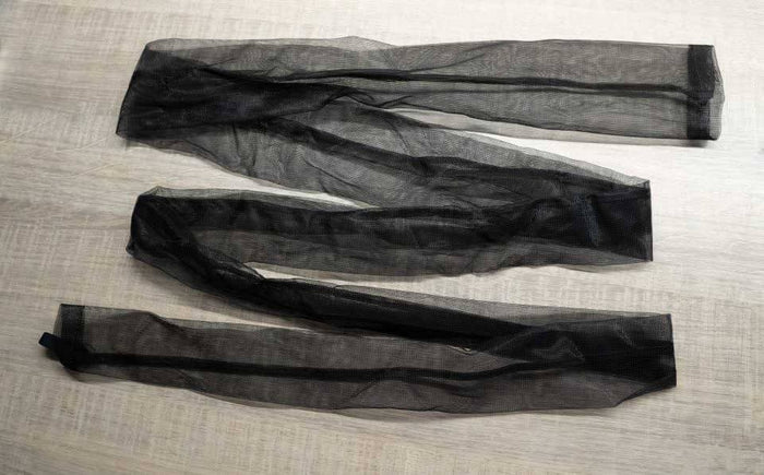 Outdoorline Hammock Tarp Sleeves – two black mesh sleeves laid flat