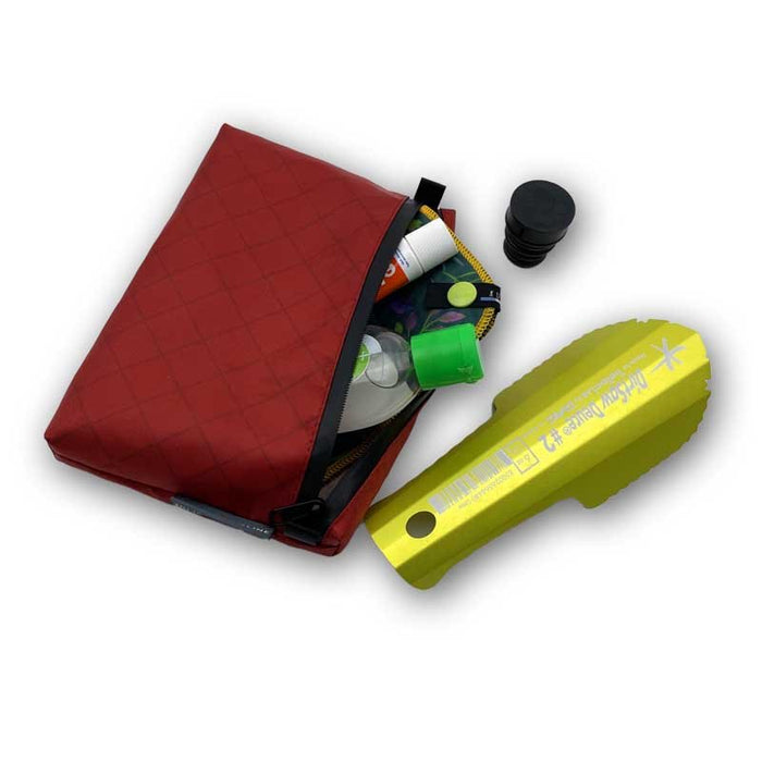 Outdoorline Toiletry Pouch Ecopak – open, filled with toiletries