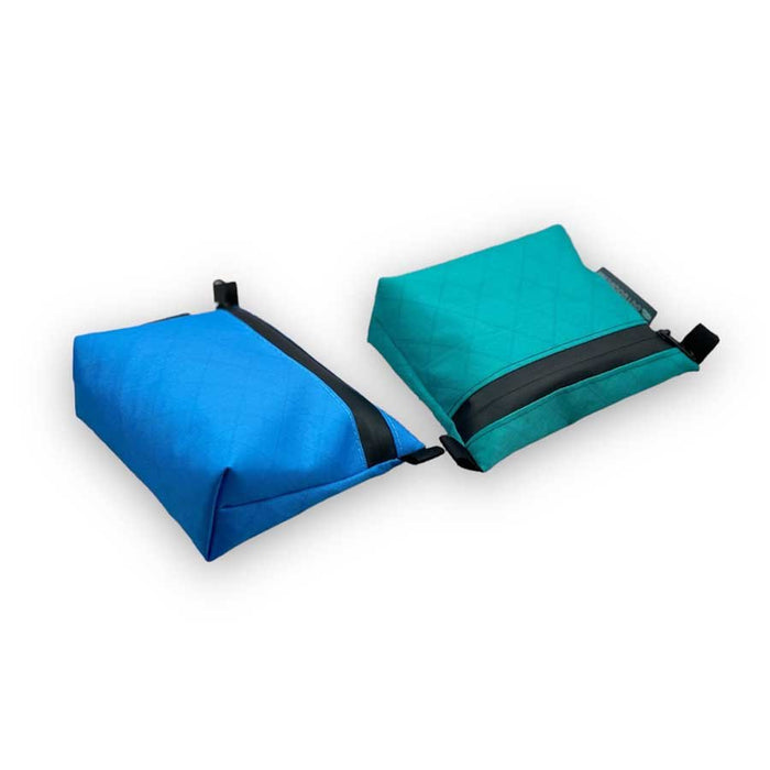 Outdoorline Zipper Pouch Small Ecopak – blue and teal pouches, studio view