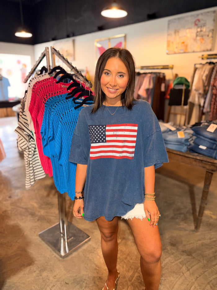 Oversized Mineral Wash Flag Tee