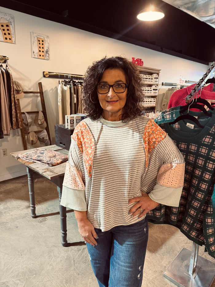 Oversized Stripe Floral Top