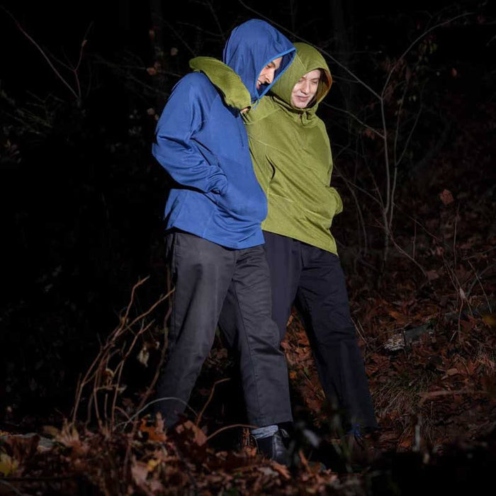Pa’lante Grid Fleece Hoody – worn at dusk