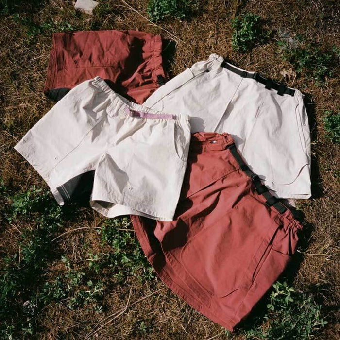 Pa’lante Hiking Skirt – tan and rust, flat-lay outdoors