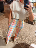 Pastel Gingham Stretch Jean