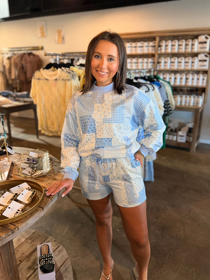 Patchwork Floral Set Mockneck