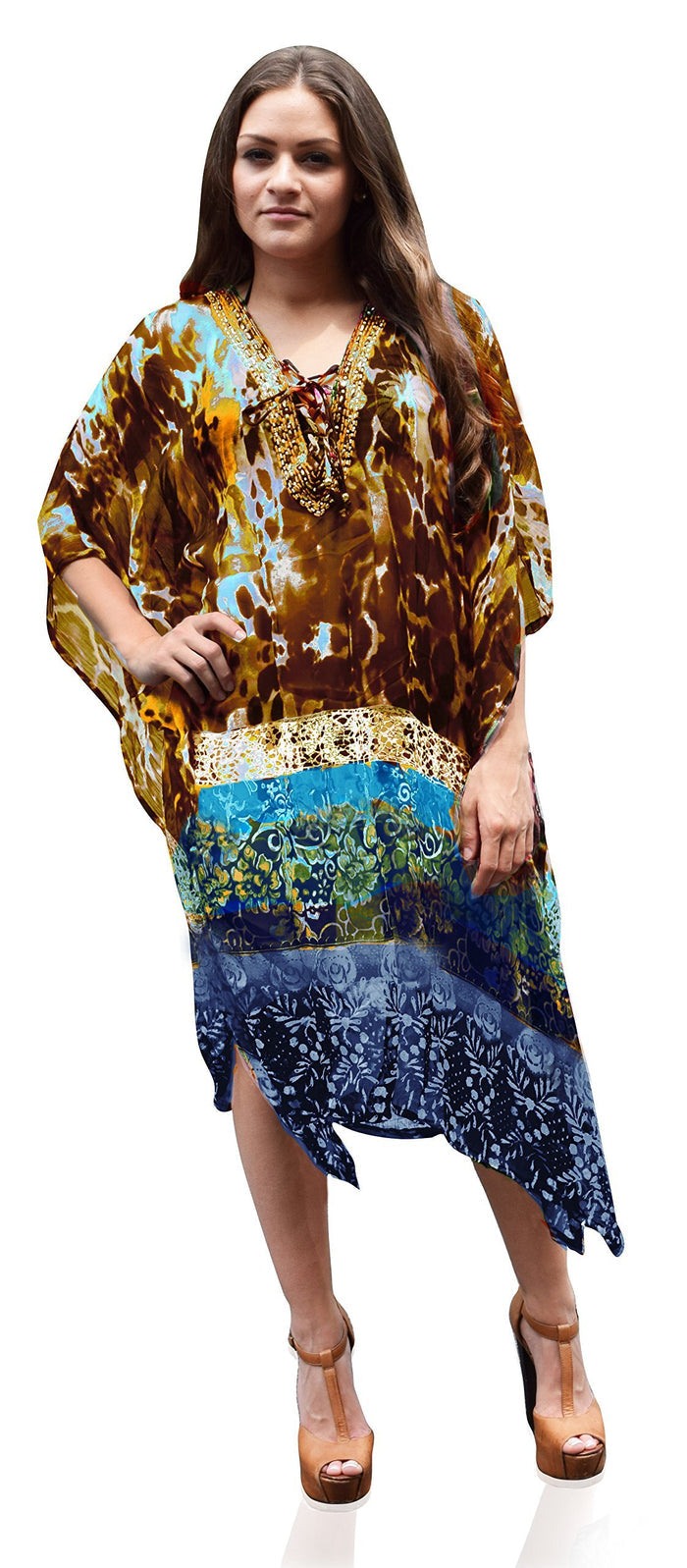 Peach Couture Bohemian Summer Tunic Beach Cover Up Dress with - shop.livefree.co.uk