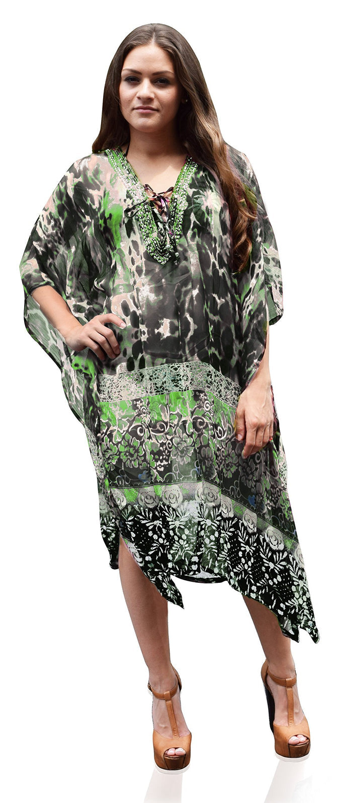 Peach Couture Bohemian Summer Tunic Beach Cover Up Dress with - shop.livefree.co.uk