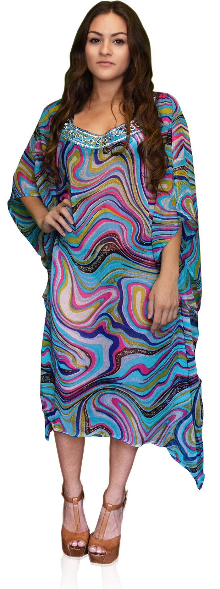 Peach Couture Bohemian Summer Tunic Beach Cover Up Dress with - shop.livefree.co.uk