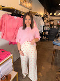 Pink Polka Dot Satin Pant