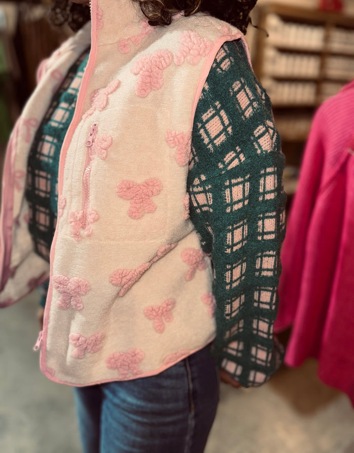Pink Textured Bow Vest